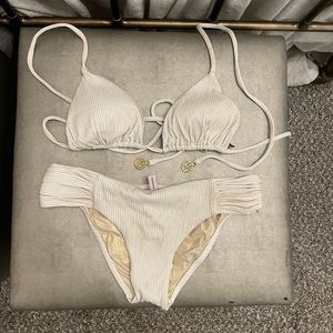Luli Fama Swimsuit Gold and White